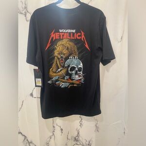 Wolverine Metallica Black Graphic Tee with Skull and Wolverine Design NWT Unisex